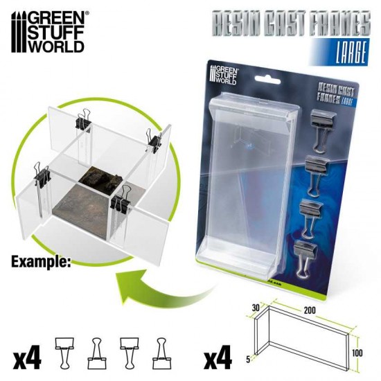 Resin Cast Frames (100x200mm) with Spring Clips (to create multiple mold boxes)