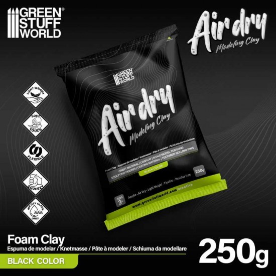 Air Dry Modeling Foam Clay (250g, Black)