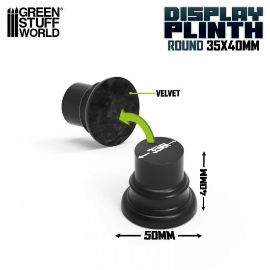 Lacquered Black MDF Wood Round Display Plinth (dia 3.5cm, height 4cm)