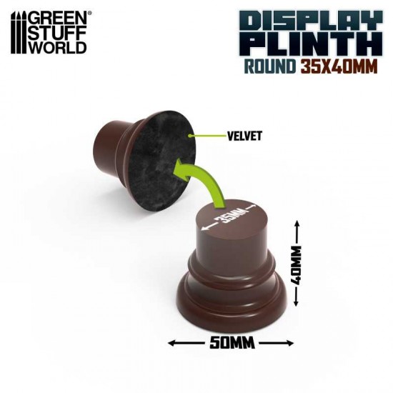Lacquered Hazelnut Brown MDF Wood Round Display Plinth (dia. 3.5 cm, h 4 cm)