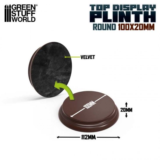 Lacquered Hazelnut Brown MDF Wood Round Display Bases (top 10cm, height: 18mm)