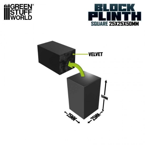 Laquered Black MDF Wood Display Block (2.5x2.5cm, height 5cm)