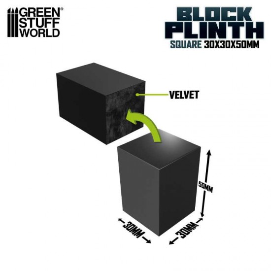 Laquered Black MDF Wood Display Block (3x3cm, height 5cm)