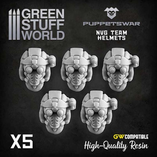 Puppetswar NVG Team Helmets for 28/32mm Wargame Miniatures