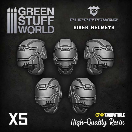 Puppetswar Biker Helmets for 28/32mm Wargame Miniatures