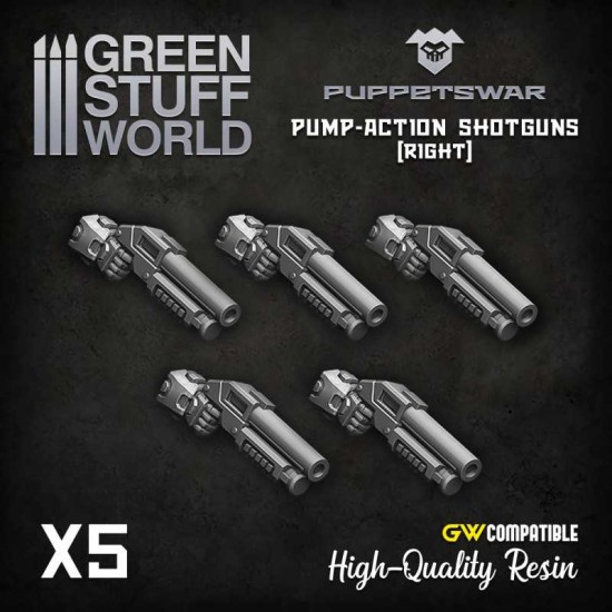 Puppetswar Pump-action Shotguns - Right Hands for 28/32mm Wargame Miniatures