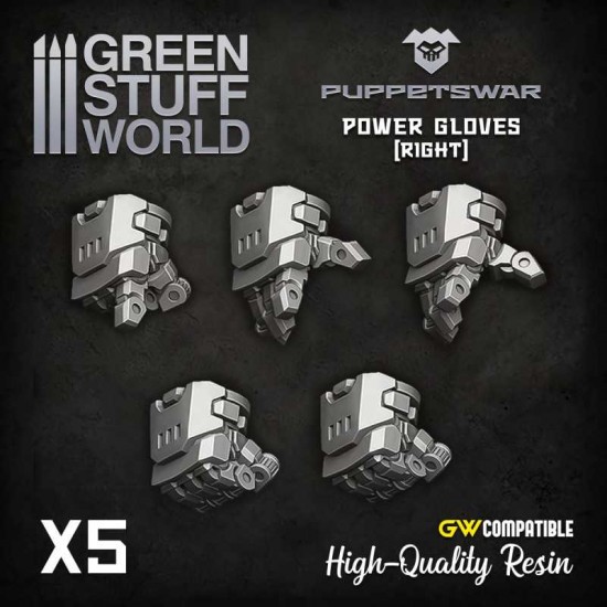Puppetswar Gloves - Right Hands for 28/32mm Wargame Miniatures