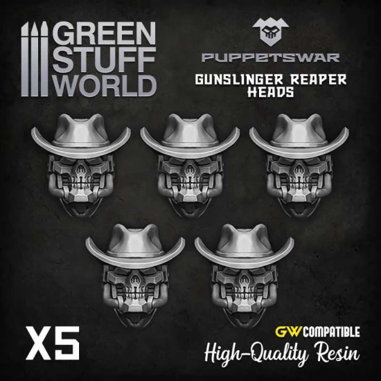 Puppetswar Gunslinger Reaper Heads for 28/32mm Wargame Miniatures