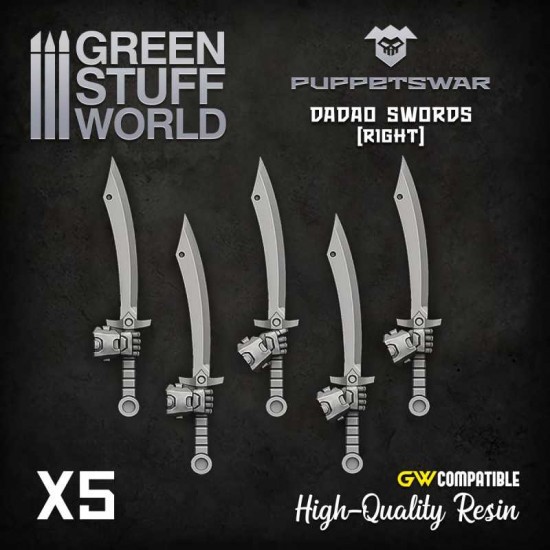 Puppetswar Dadao Swords - Right Hands for 28/32mm Wargame Miniatures
