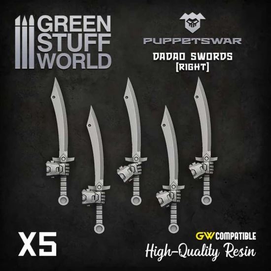 Puppetswar Dadao Swords - Right Hands for 28/32mm Wargame Miniatures