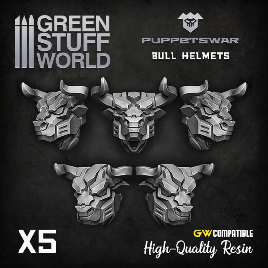 Puppetswar Bull Helmets for 28/32mm Wargame Miniatures