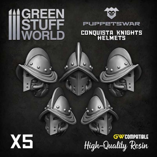Puppetswar Conquista Knights Helmets for 28/32mm Wargame Miniatures