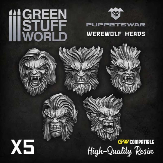 Puppetswar Werewolf Heads for 28/32mm Wargame Miniatures