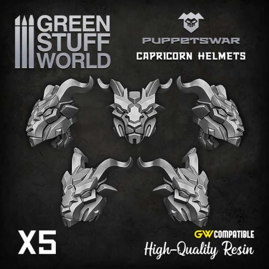 Puppetswar Capricorn Helmets for 28/32mm Wargame Miniatures