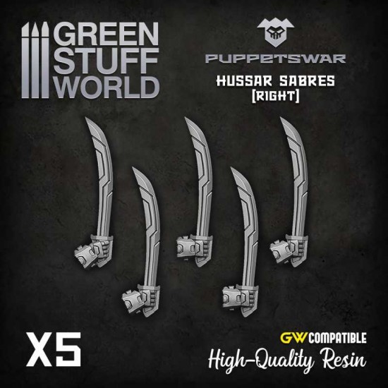 Puppetswar Hussar Sabres - Right for 28/32mm Wargame Miniatures