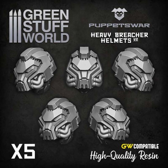 Puppetswar Heavy Breacher Helmets 2 for 28/32mm Wargame Miniatures