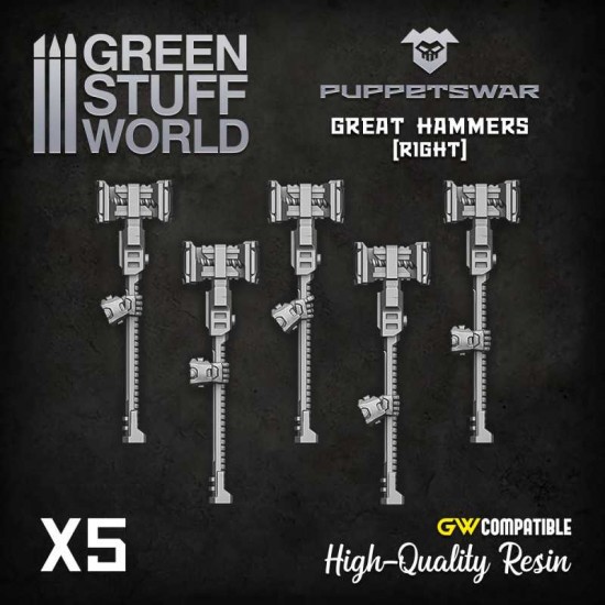 Puppetswar Hammers - Right Hands for 28/32mm Wargame Miniatures