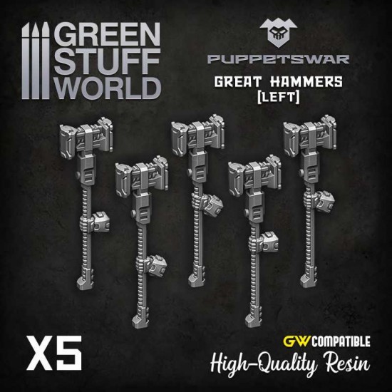 Puppetswar Hammers - Left Hands for 28/32mm Wargame Miniatures