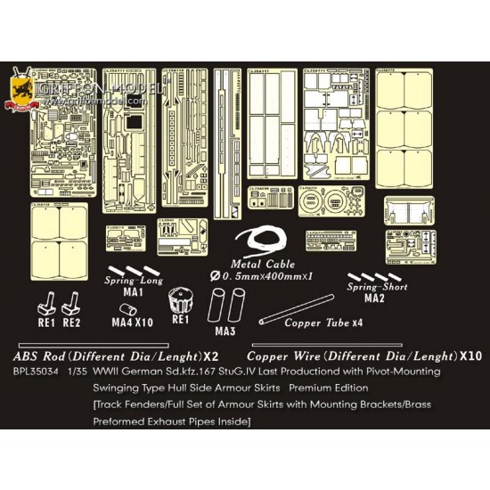 1/35 WWII SdKfz.167 StuG.IV (Last) Premium Detail Set (w/Fenders..) for Dragon 6647