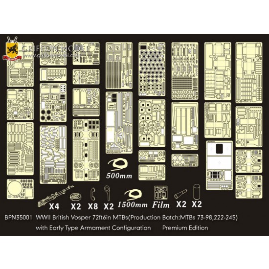 1/35 WWII British Vosper 72ft6in MTBs Super Detail Set w/Early Armament Config for Italeri