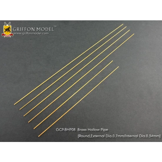 Brass Hollow Pipe (Round, Outer Diameter: 0.7mm, Inner Diameter: 0.34mm)