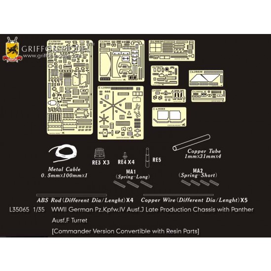 1/35 WWII German PzKpfw.IV Ausf.J (Late) w/Ausf.F Turret Detail Set for Dragon kit #6824