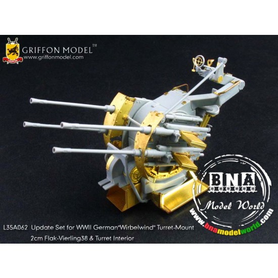 1/35 WWII German "Wirbelwind" Turret-Mount 2cm Flakvierling 38 &Turret Interior 