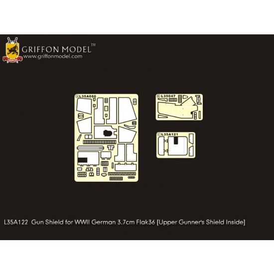 1/35 WWII German 3.7cm Flak36 Gun Shield for Dragon Smart kit 