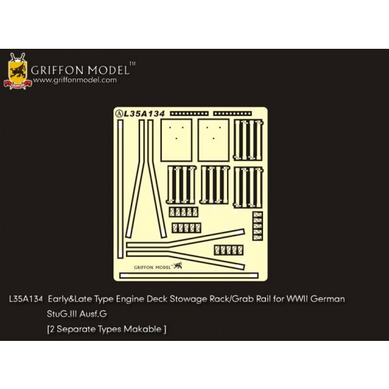 1/35 WWII German StuG.III Ausf.G Early&Late Stowage Rack/Grab Rail Set for Dragon kits