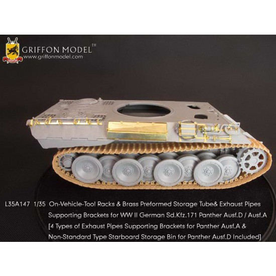 1/35 WWII SdKfz.171 Panther D/A Racks & Brass Storage Tube& Exhaust Pipes Brackets
