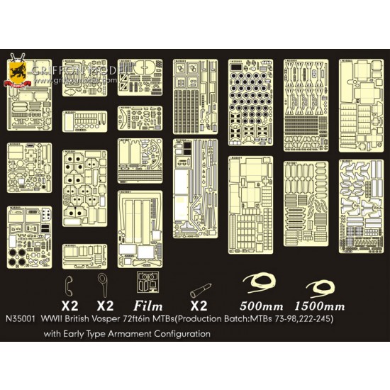 1/35 WWII British Vosper 72ft6in MTBs Detail Set w/Early Armament Config for Italeri 5610
