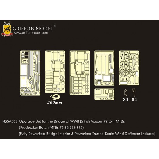 1/35 WWII British Vosper 72ft6in MTBs Bridge Detail Set for Italeri kits