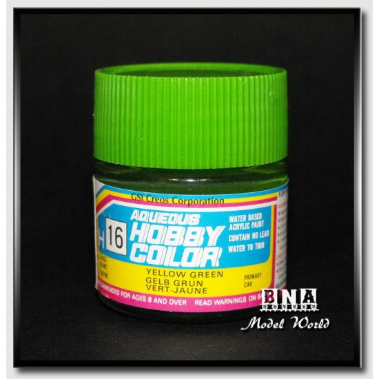 H016 Color Code Water-Based Acrylic Paint - Gloss Yellow Green (10ml) GSI Creos H016