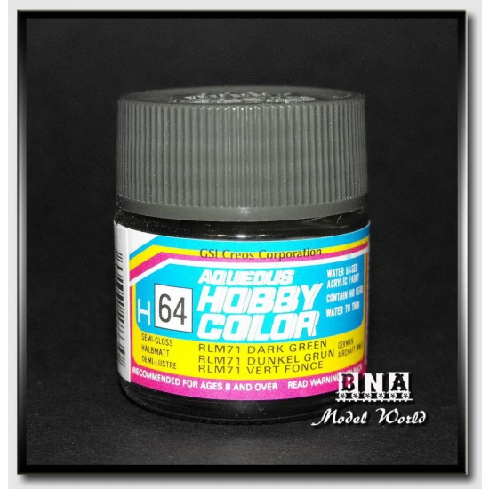 Water-Based Acrylic Paint - Semi-Gloss RLM71 Dark Green (10ml)