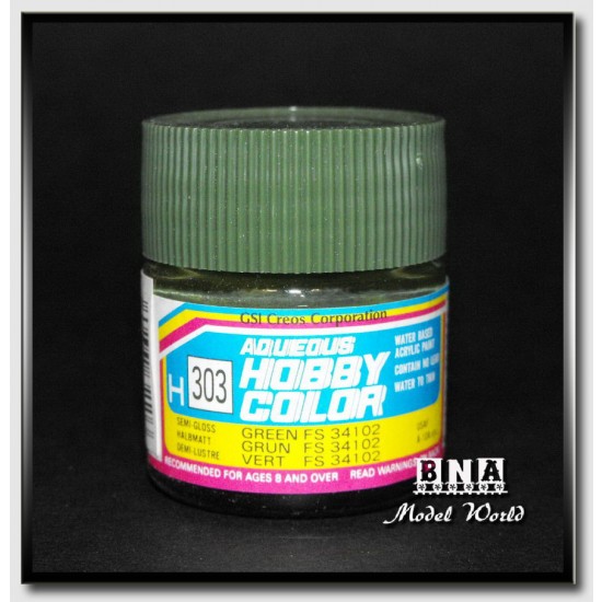 Water-Based Acrylic Paint - Semi-Gloss Green (FS34102) 10ml