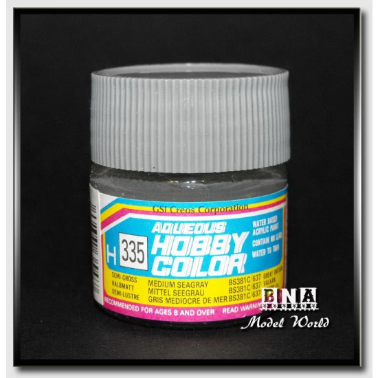 Water-Based Acrylic Paint - Semi-Gloss Medium Sea Grey BS381C/637 (10ml)