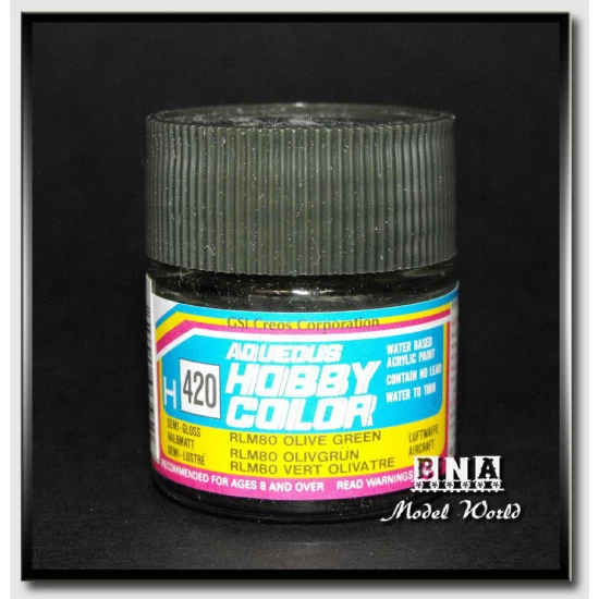 Water-Based Acrylic Paint - Semi-Gloss RLM 80 Olive Green (10ml)