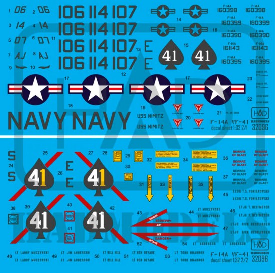 Decal for 1/32 F-14A Black Aces Final Countdown