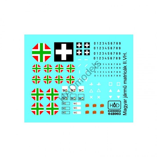 Decals for 1/48 WWII Hungarian Markings for Vehicles
