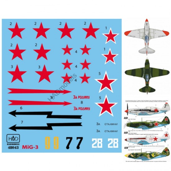 Decals for 1/48 MiG-3 (yellow 9, black 7 & white 28)