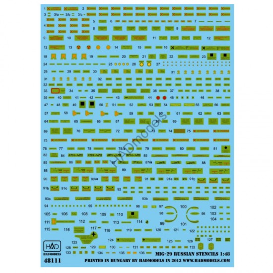 Decals for 1/48 Russian MiG-29 Orosz Full Stencil