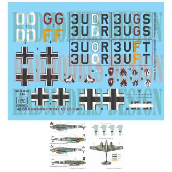 Decals for 1/48 Messerschmitt Bf 110 D-3/E-2 Africa Part.2