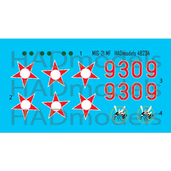 Decal for 1/48 MiG-21 MF HUNAF 9309 Dongo Squadron