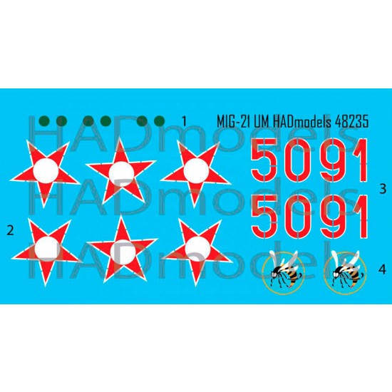 Decal for 1/48 MiG-21 UM HUNAF 5091 Dongo Squadron