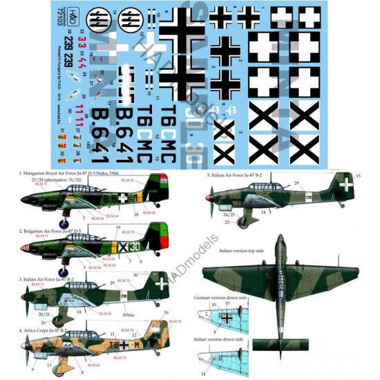 Decals for 1/72 Ju-87 Stuka B-2/D-3/D-5