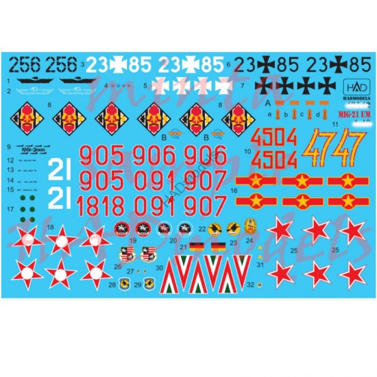 Decals for 1/72 MiG-21 UM Part.2