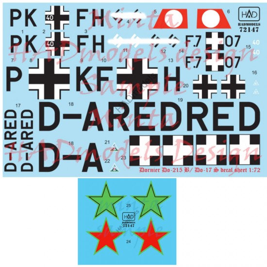 Decals for 1/72 Hungarian/Russian/German Dornier Do-215 B/Do-17 S
