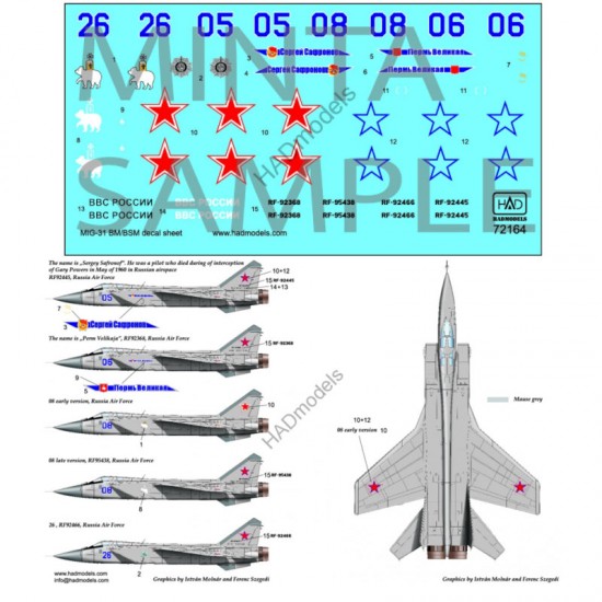 Decals for 1/72 MiG-31