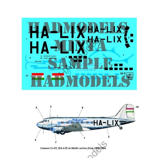 1/72 Li-2 HA-LIX Decals for Amodel kits