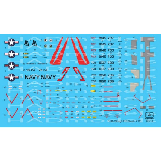Decals for 1/72 Lockheed S-3A Viking/USS Nimitz with Full Stencil
